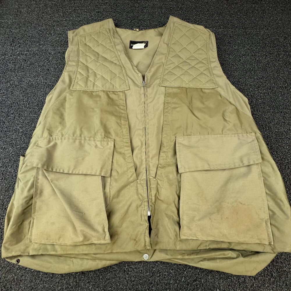 Vtg Browning Vest Mens Size Large Green Quilted Padded Lined Full Zip Pockets